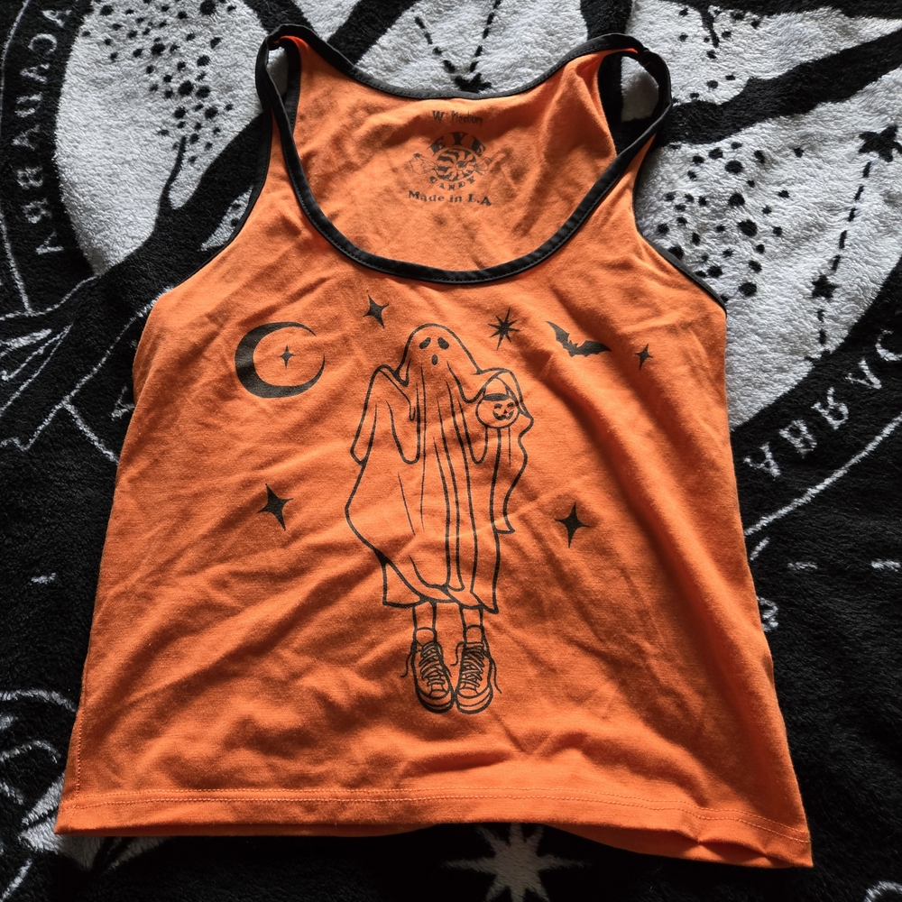 Vera's Eye Candy - Orange Ghost Graphic Tank Top
